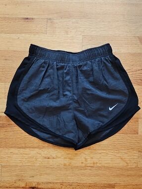 Nike Women's Black Athletic Shorts with White Swoosh